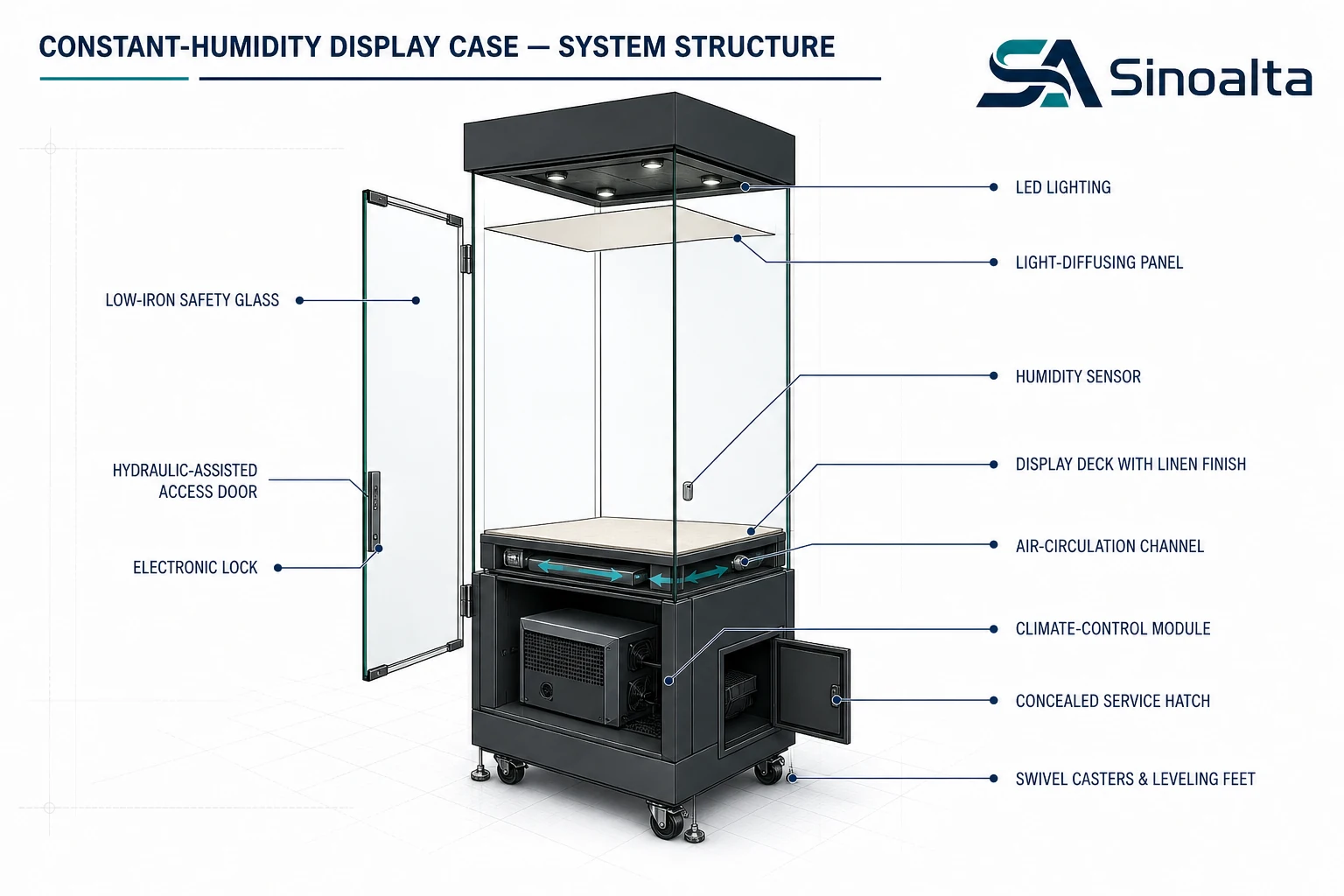Airtight museum display case