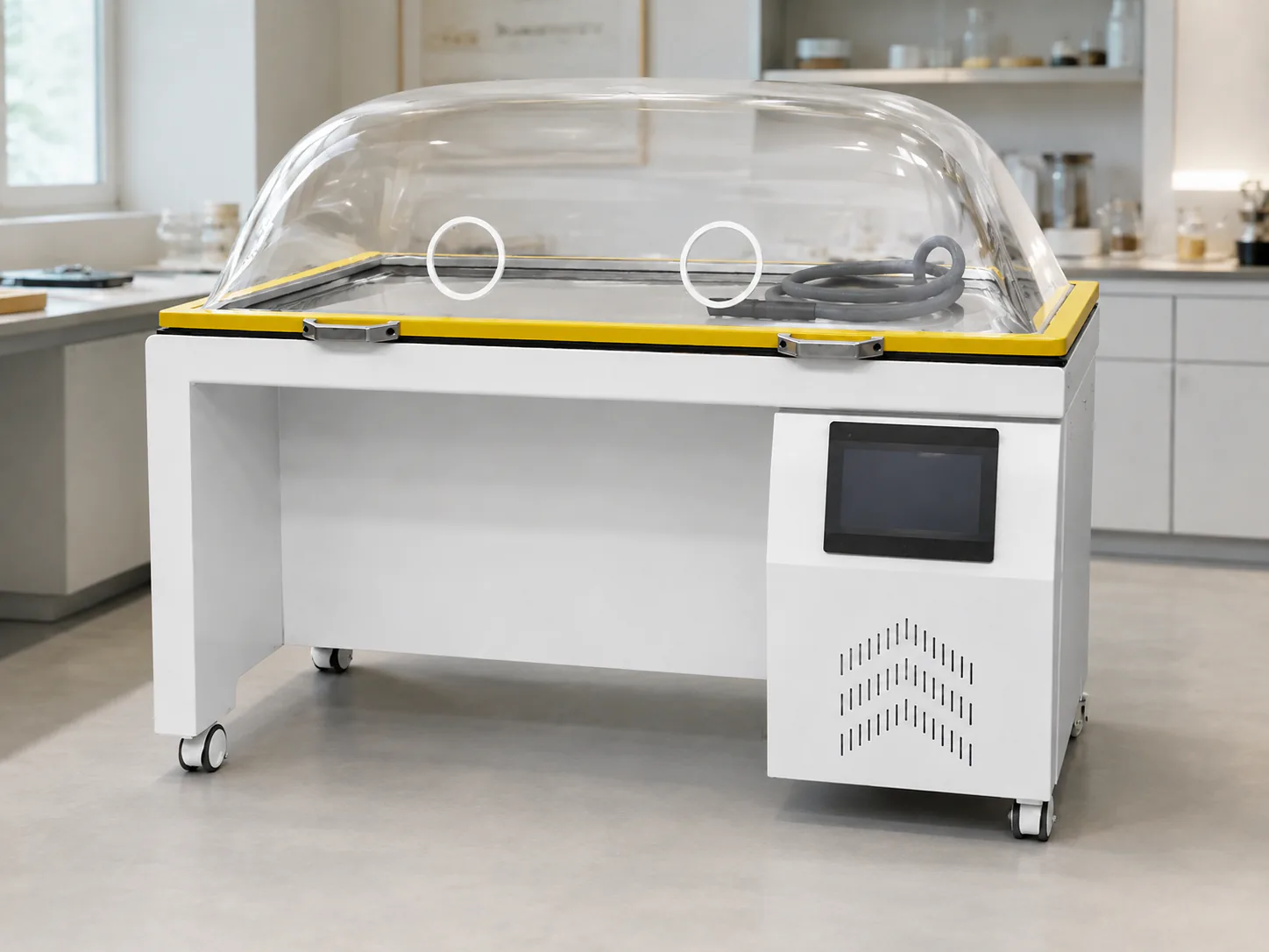 Enclosed conservation workstation for controlling dust during collection treatment