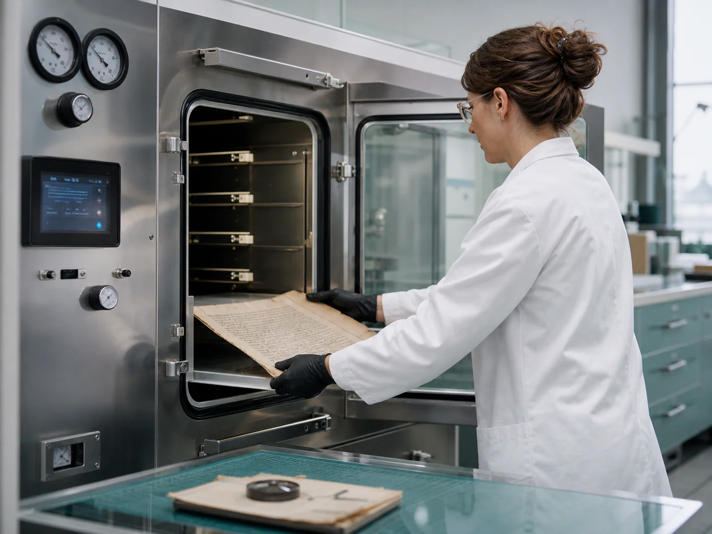 Conservator operating a controlled-environment treatment chamber