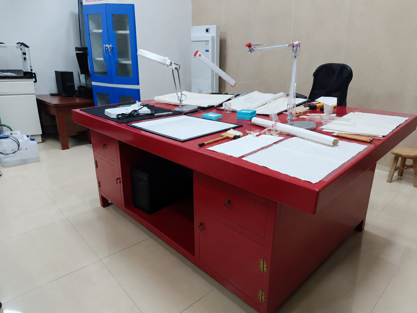 Conservator using the workstation at the customer site